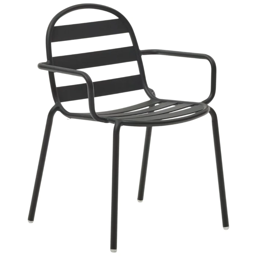 Kave Home Tmavě šedá kovová zahradní židle Joncols