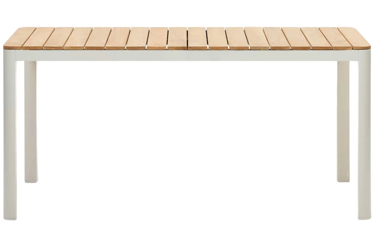 Teakový zahradní jídelní stůl Kave Home Bona s bílou podnoží 163 x 90 cm