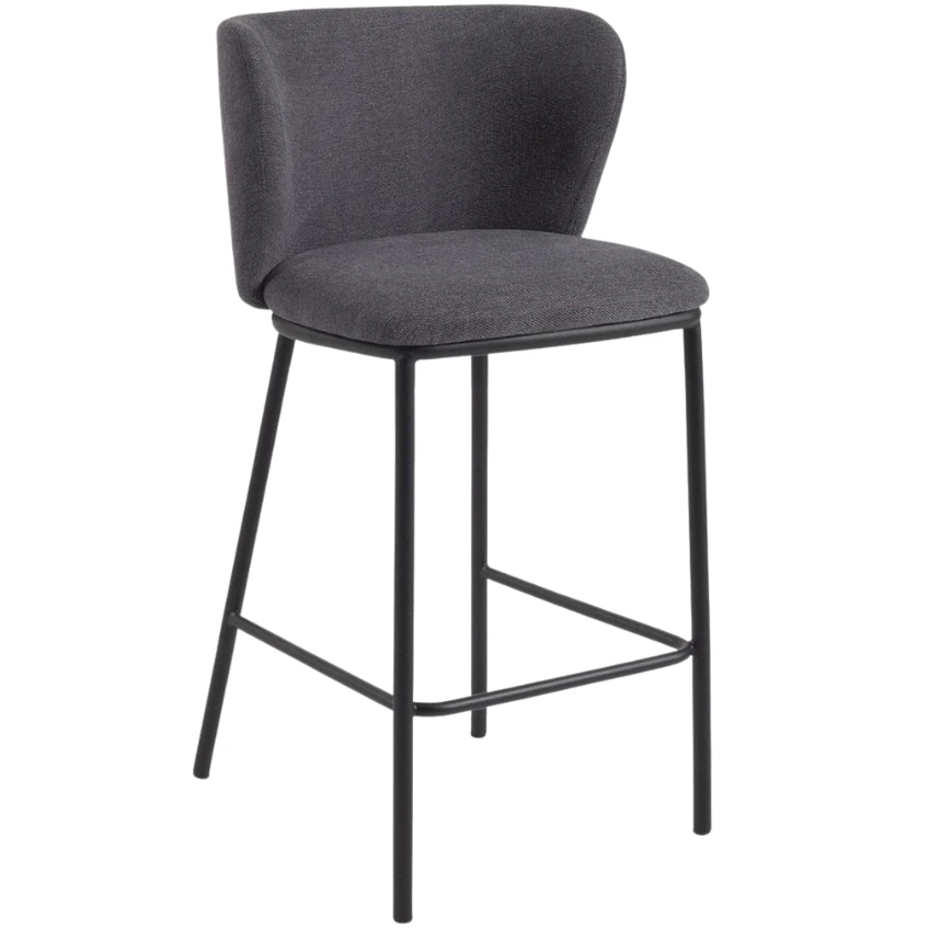 Kave Home Tmavě šedá barová židle Ciselia 65 cm