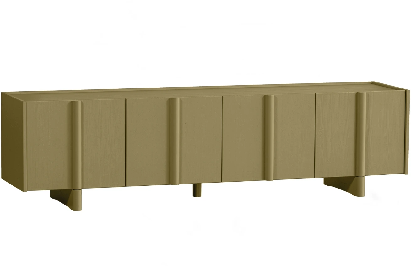 WOOOD Zelený dřevěný TV stolek Basu 200 x 46 cm