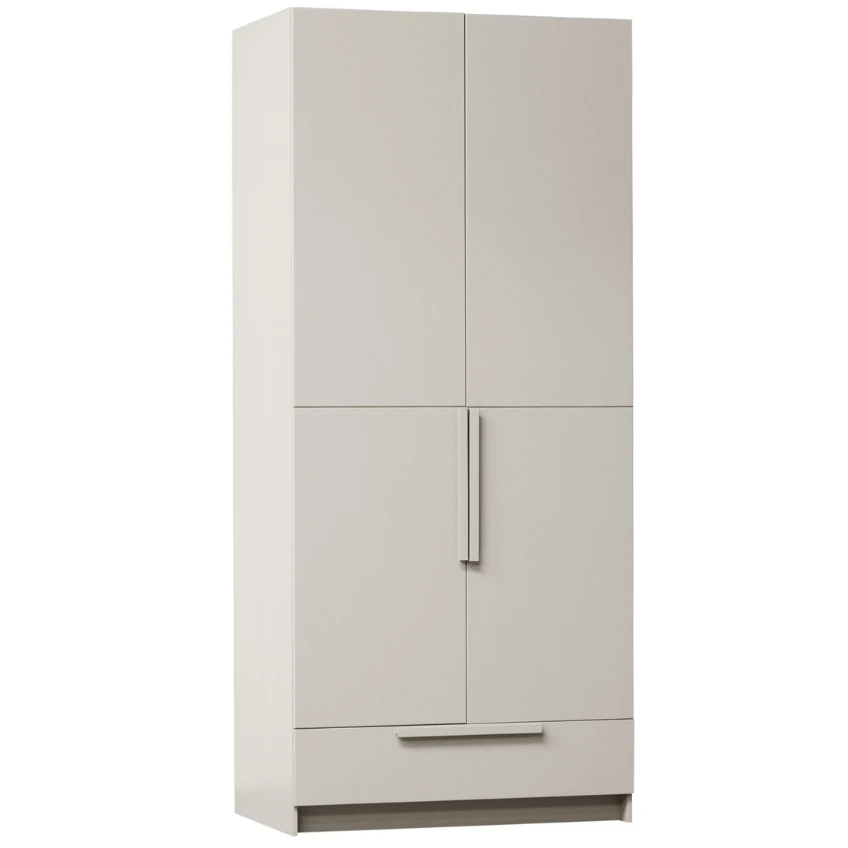 WOOOD Světle šedá dřevěná šatní skříň Pamela 215 x 95 cm