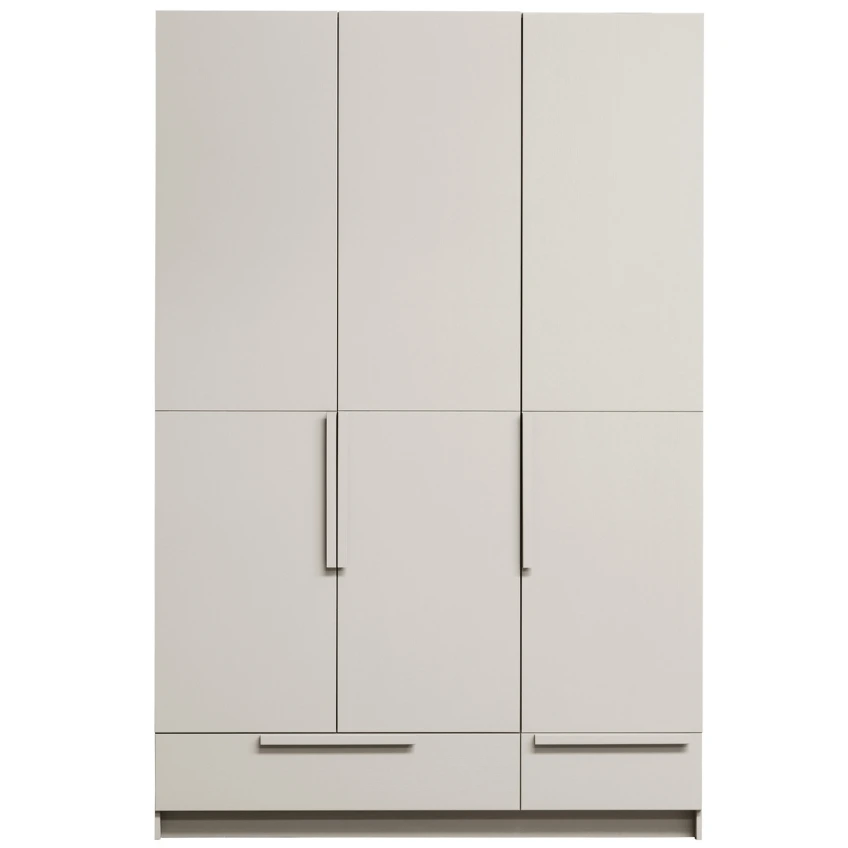 WOOOD Světle šedá dřevěná šatní skříň Pamela 215 x 142 cm