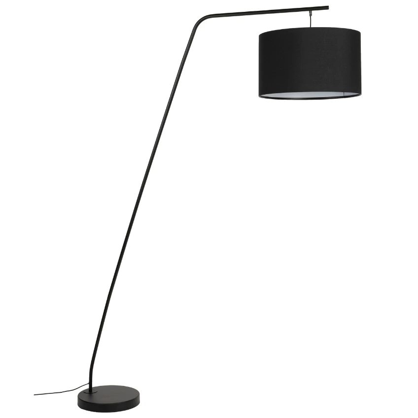White Label Černá kovová stojací lampa WLL MARTINE 224 cm