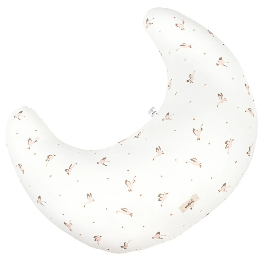 Malomi Kids Bílý bavlněný kojicí polštář Goose 62 cm