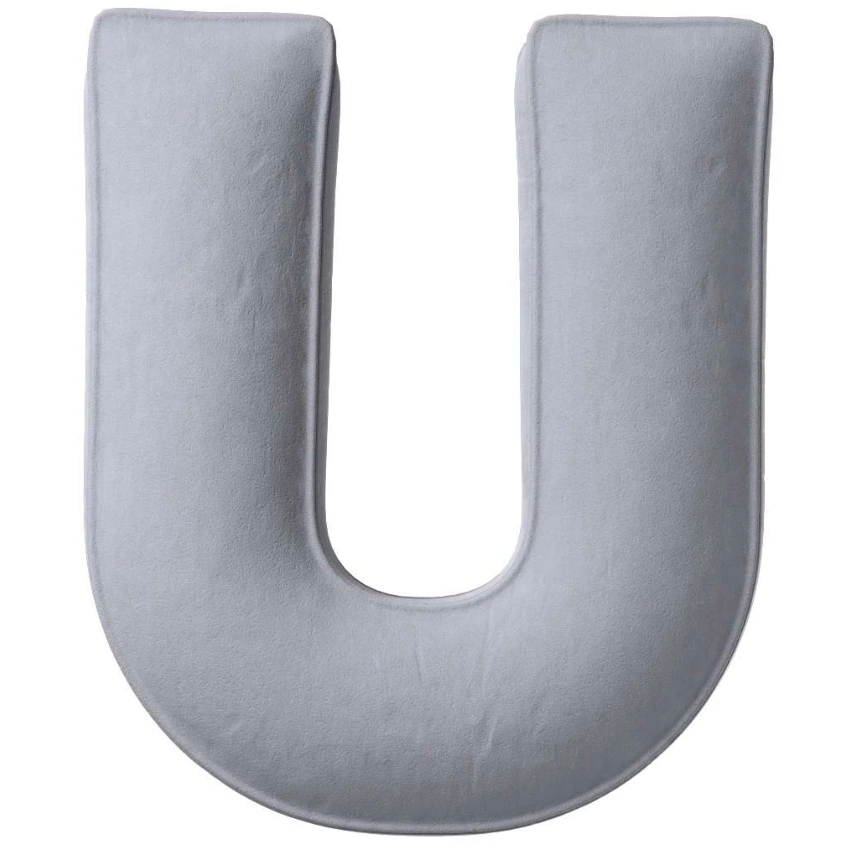 Yellow Tipi Šedý sametový polštář písmeno U 40 cm