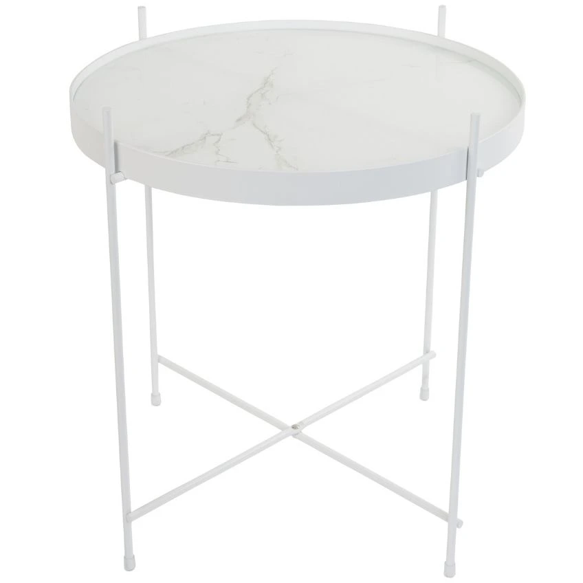 Bílý mramorový odkládací stolek ZUIVER CUPID Ø 43 cm