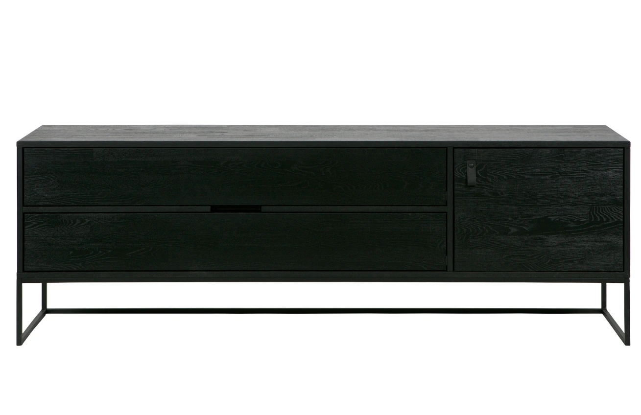 WOOOD Černý jasanový TV stolek Frax 180 x 40 cm