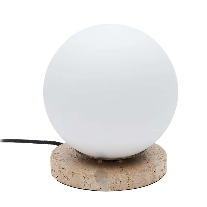 Bílá skleněná stolní lampa Kave Home Malachi