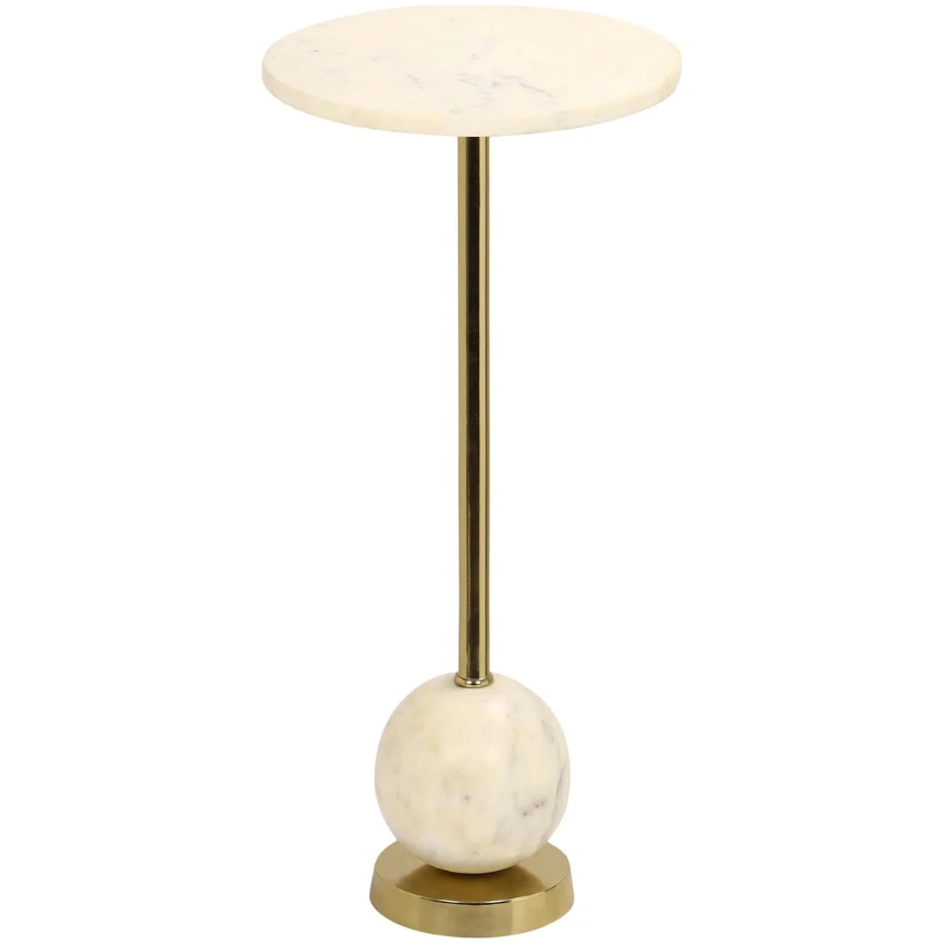 Nordic Living Bílý mramorový odkládací stolek Selen 25 cm