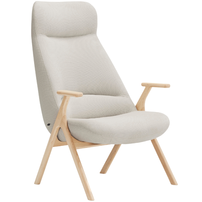 Teulat Vysoké bílé křeslo Dins s dřevěnou podnoží