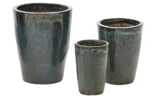 Kave Home Set tří modrozelených zahradních květináčů Rotja ⌀ 26/35/47 cm
