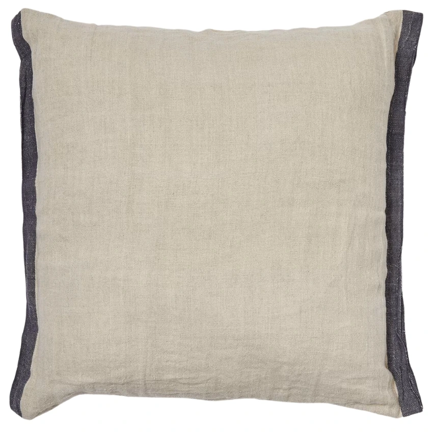 Béžovo-modrý lněný povlak na polštář Kave Home Suerta 45 x 45 cm