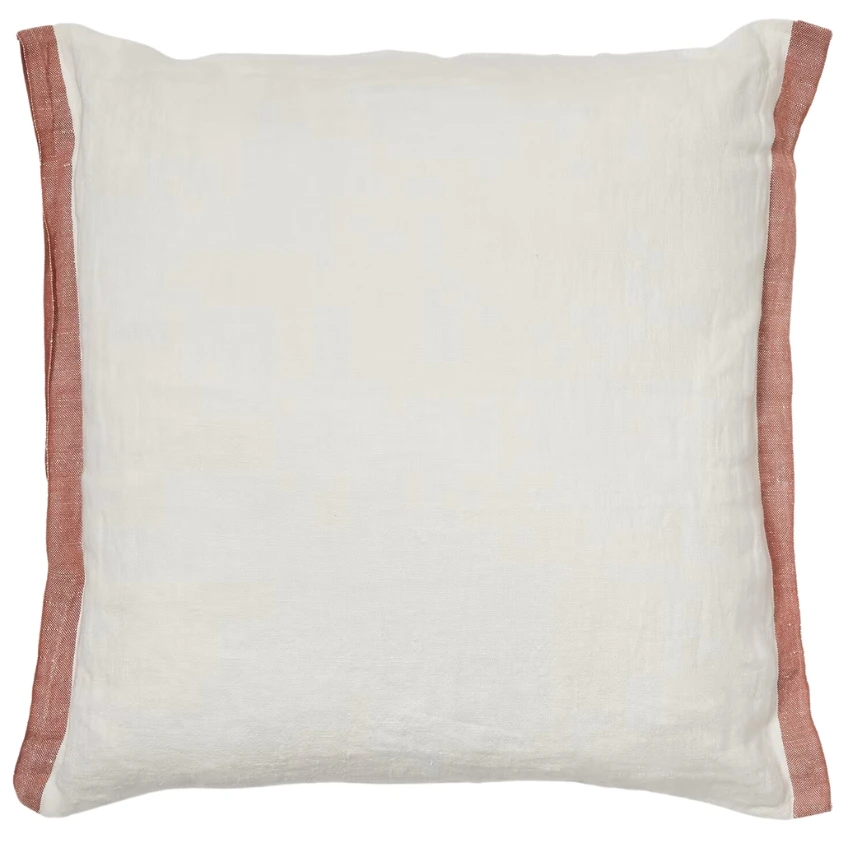 Bílo-červený lněný povlak na polštář Kave Home Suerta 45 x 45 cm