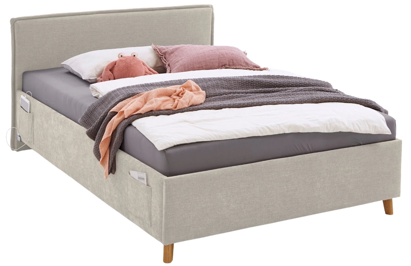 Béžová čalouněná postel Meise Möbel Fun 140 x 200 cm