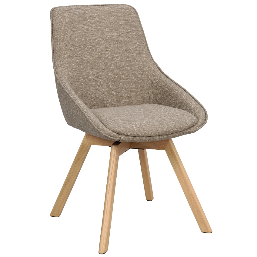 Tmavě béžová otočná jídelní židle ROWICO ALISON s přírodní podnoží