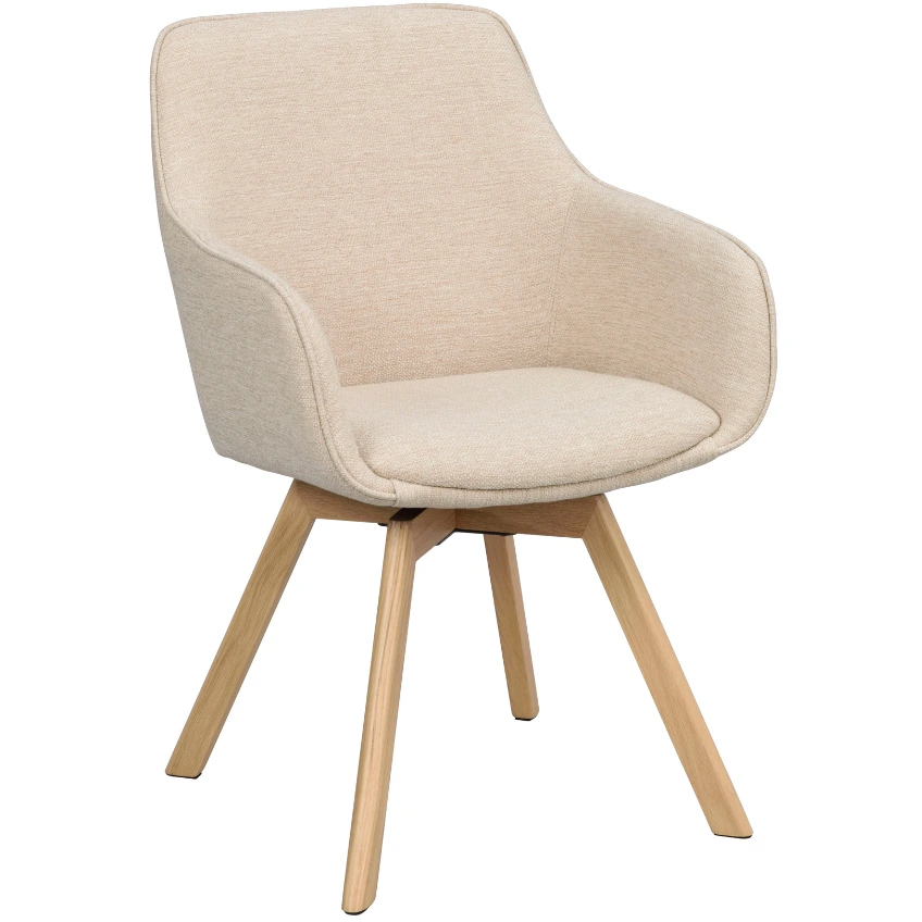 Rowico Béžová otočná jídelní židle ALISON s přírodní podnoží