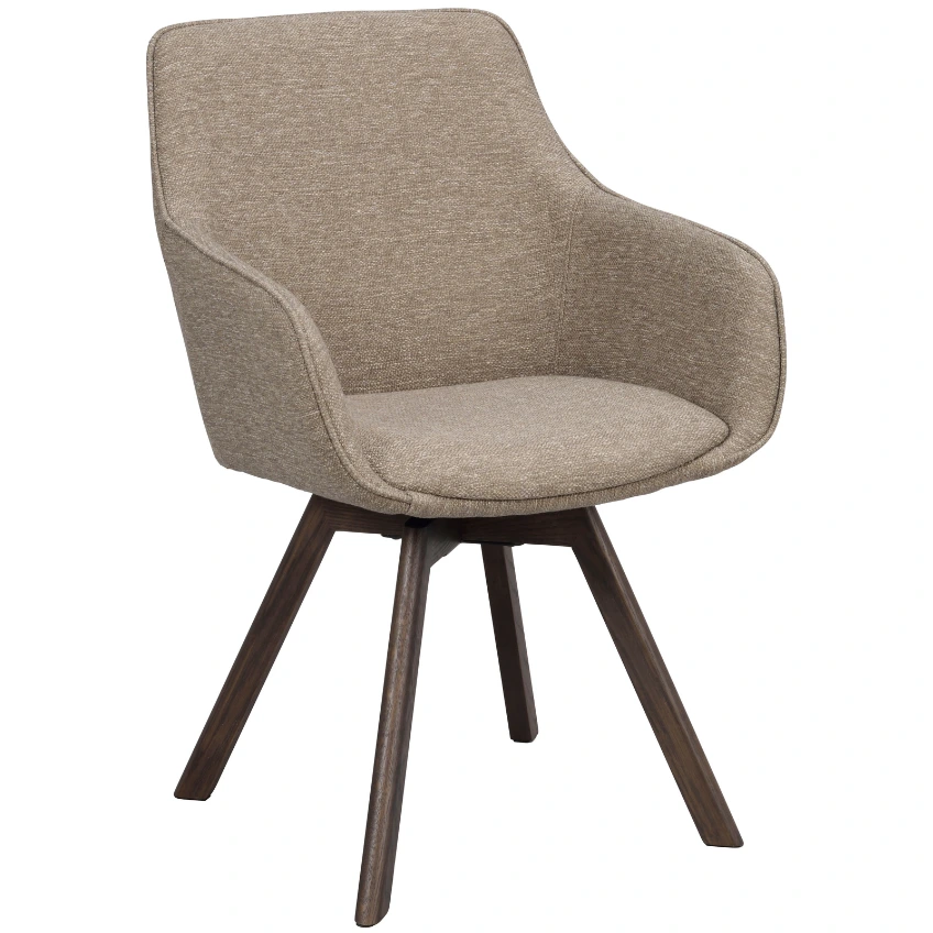 Tmavě béžová otočná jídelní židle ROWICO ALISON s hnědou podnoží