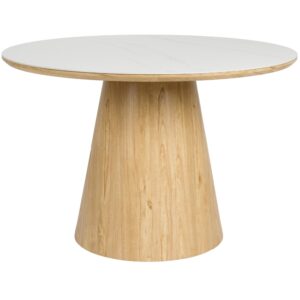 White Label Dubový jídelní stůl ALMIRA 115 cm s mramorovým dekorem