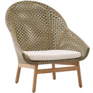 Kave Home Vyšší zelené zahradní křeslo z umělého ratanu Olbia