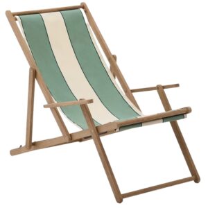 Kave Home Zeleno-bílé zahradní skládací lehátko Vilara