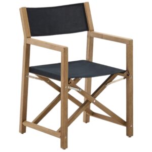 Kave Home Dřevěná zahradní skládací židle Vilara s černým sedákem