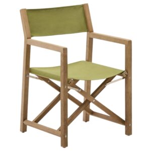 Kave Home Dřevěná zahradní skládací židle Vilara se zeleným sedákem