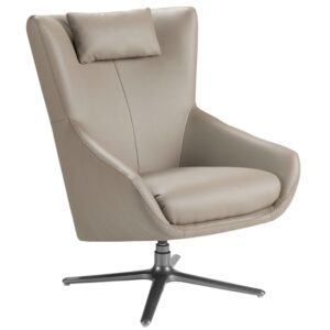 Šedobéžové koženkové otočné křeslo Angel Cerdá No. 5044