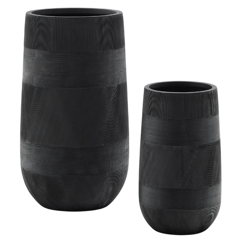 Kave Home Set dvou černých zahradních květináčů Tival ⌀ 24/35 cm