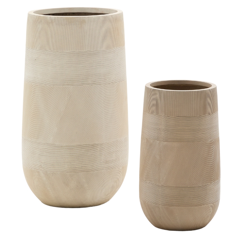 Kave Home Set dvou béžových zahradních květináčů Tival ⌀ 24/35 cm