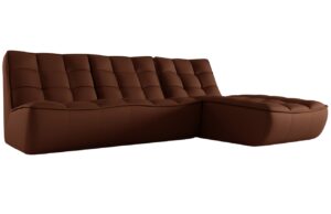 Maison Heritage Koňakově hnědá kožená rohová pohovka Moni 246 cm