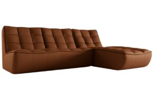 Maison Heritage Hnědá kožená rohová pohovka Moni 246 cm