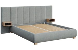 Mesonica Šedá dvoulůžková postel Fioro 180 x 200 cm s prošíváním