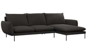 Cosmopolitan Design Černá bouclé rohová pohovka Vienna 255 cm