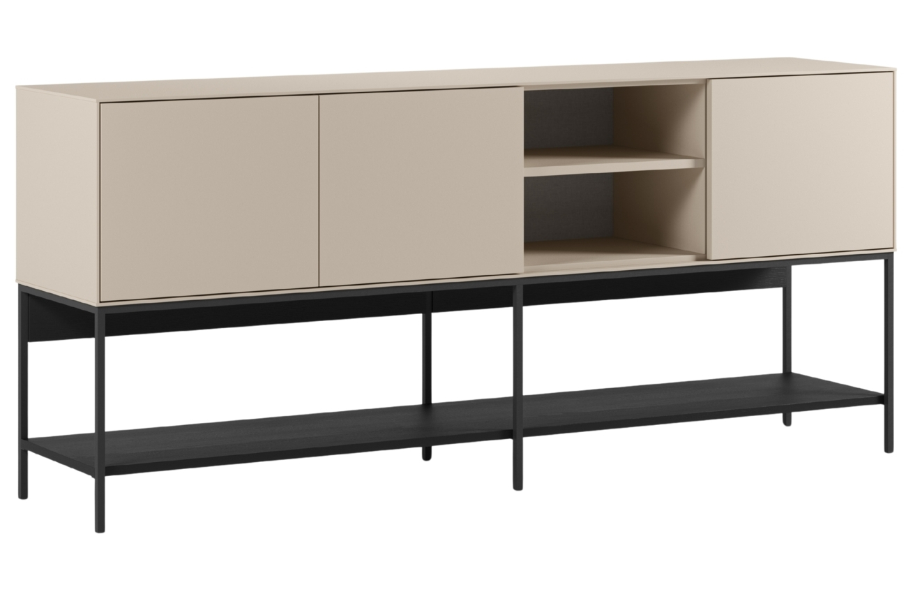 Marckeric Krémově-černá lakovaná komoda Amira 180 x 40 cm