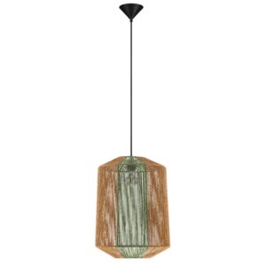 Nova Luce Zelené závěsné světlo Dena 38 cm