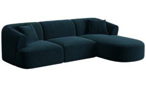 Cosmopolitan Design Petrolejově modrá sametová rohová pohovka Campi 256 cm