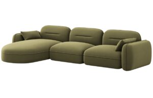 Cosmopolitan Design Zelená sametová rohová pohovka Sydney 320 cm