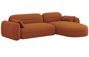 Cosmopolitan Design Terakotově oranžová sametová rohová pohovka Sydney 275 cm