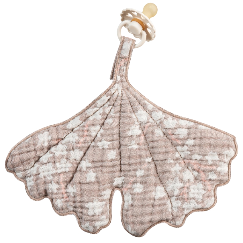 Růžový bavlněný muchláček s poutkem na dudlík Quax Natural