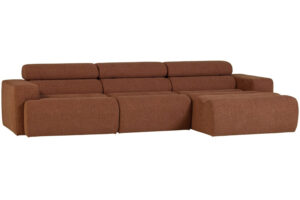 WOOOD Hnědočervená bouclé rohová pohovka Novi 300 cm