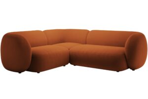 Micadoni Oranžová sametová rohová pohovka Kate 252 cm