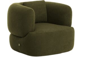 Kave Home Zelené bouclé otočné křeslo Martina