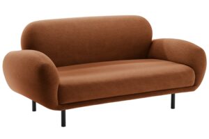 Micadoni Terakotově oranžová bouclé dvoumístná pohovka Poppy 148 cm