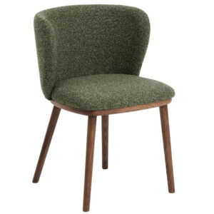 Kave Home Zelená jídelní židle Ciselia s ořechovou podnoží