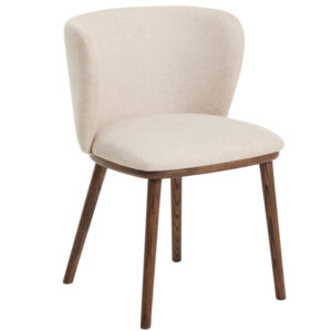 Kave Home Béžová jídelní židle Ciselia s ořechovou podnoží