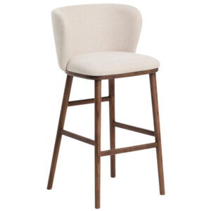 Kave Home Béžová barová židle Ciselia 75 cm s ořechovou podnoží