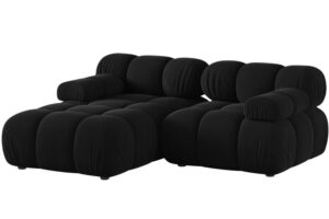 Micadoni Černá sametová rohová pohovka Bellis 188 cm