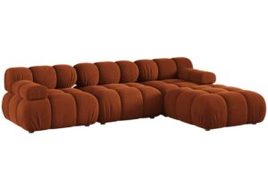 Micadoni Terakotově oranžová sametová rohová pohovka Bellis 282 cm