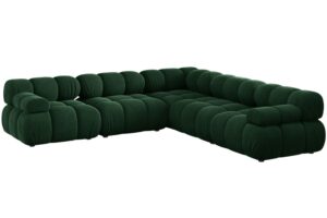 Micadoni Lahvově zelená sametová rohová pohovka Bellis 282 cm