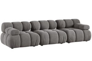 Micadoni Šedá sametová trojmístná pohovka Bellis 282 cm